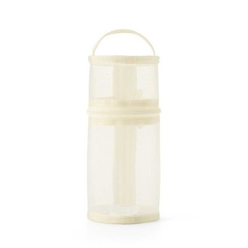 MUJI 尼龍網眼縱橫兩用筆袋/象牙白.約直徑75x高177mm