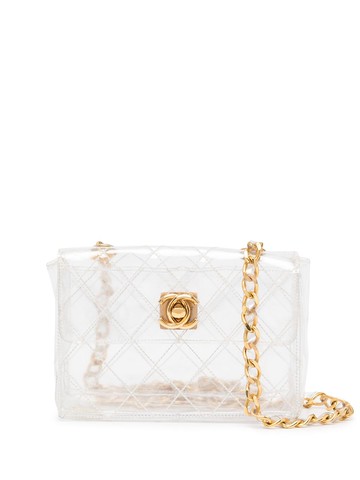 CHANEL Pre-Owned - 1985-1993 CC diamond-quilted crossbody bag - women - Vinyl - One Size - Neutrals