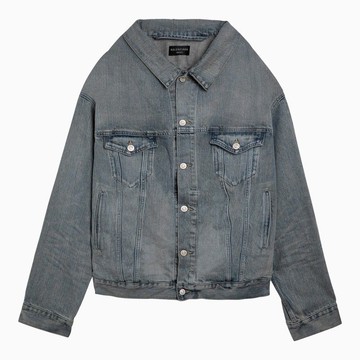 Balenciaga Off Shoulder Light Denim Jacket