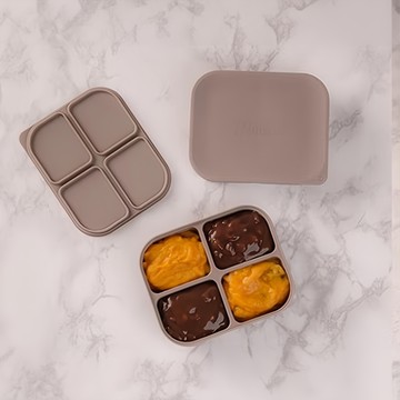 MODU'I BLUEMAMA 鉑金矽膠嬰兒副食品食物磚 二代 4格 (90ml x 4) 耐熱溫度 -40°C~250°C  摩卡  1個  360ml