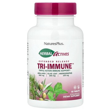 NaturesPlus, Herbal Actives，緩釋 Tri-Immune™ 三重機體抵抗，60 片