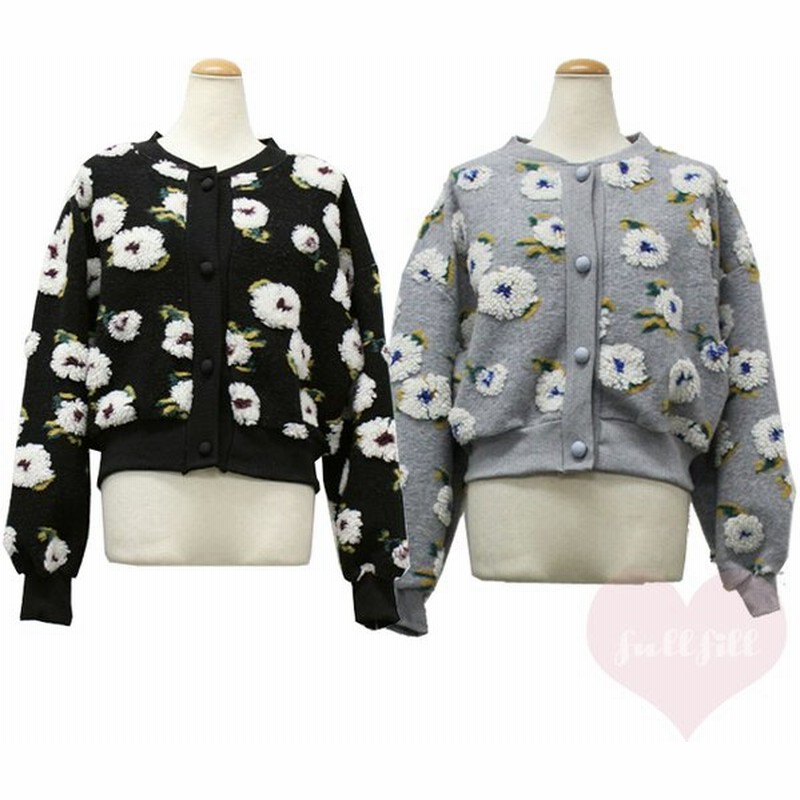 カーディガン レディース 秋冬 花 韓国ファッション オルチャンファッション もこもこ グレー ブラック 通販 Lineポイント最大0 5 Get Lineショッピング