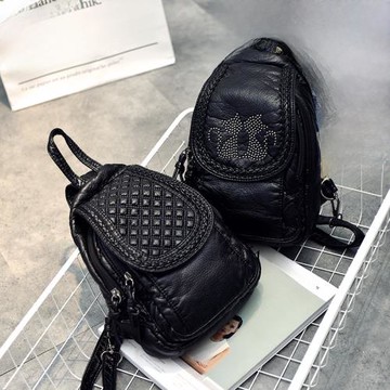 迷你雙肩包女韓版pu軟皮休閑小背包新款2025潮女士百搭胸包小包包