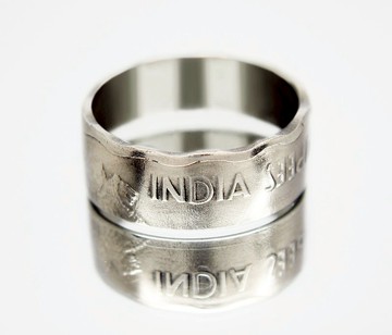 印度硬幣戒指 2 盧比 2002 硬幣戒指男士硬幣戒指女士