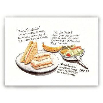 手繪插畫萬用卡/卡片/明信片/插畫卡--三明治 三文治 麵包 沙拉