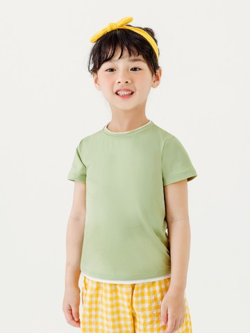 涼感．冰咖啡紗抗UV高彈力撞色滾邊多色上衣