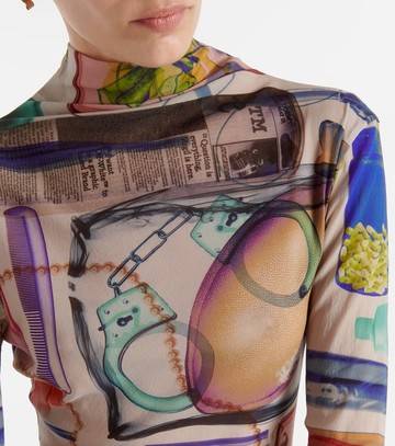 Off-White Printed turtleneck tulle minidress