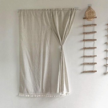 Hoom禾慕生活 日系棉麻門簾 海鹽灰白  85 x 180cm