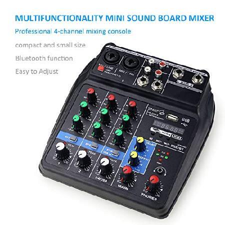 Ultra Low-Noise Channels Audio Mixer Sound Mixing Console Line Mixer with Sound Card and Built-in 48V Phantom Power for Home Music Production, Web