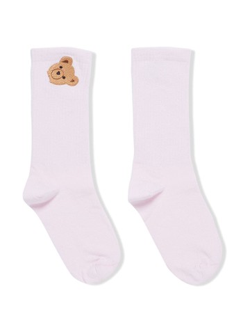 Palm Angels Kids - Bear applique socks - kids - Cotton/Polyester/Elastane - II - Pink