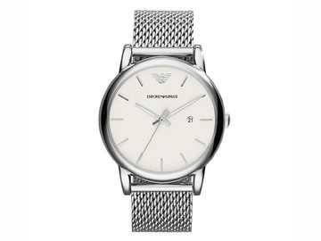 雅痞男子ARMANI 銀白簡約亞曼尼鋼鍊帶素雅款會議約會型男配備預購7天+現貨七天預購+現貨