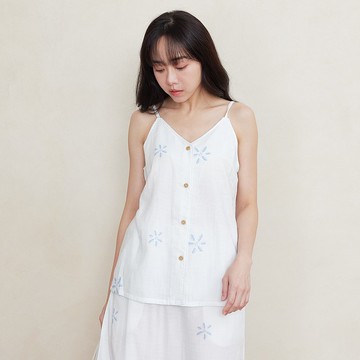 UMORFIL調溫透氣二重紗水波花卉排釦背心/內搭背心