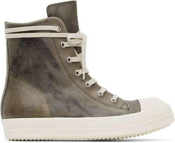 Rick Owens 灰褐色 Hollywood Leather 高帮运动鞋