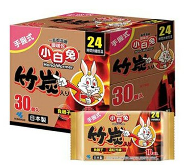 Kobayashi 小白兔 竹炭暖暖包 - 握式３０入/１組