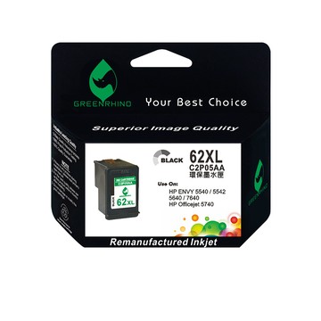 Greenrhino for HP 黑色 NO.62XL (C2P05AA) 高容量環保墨水匣適用HP ENVY 5640 /ENVY 7640 /OfficeJet 5740/OJ5740