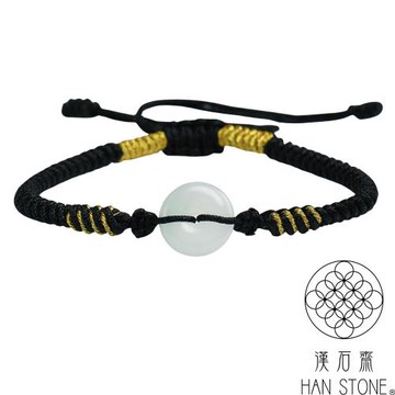 【漢石齋】天然翡翠A貨 小平安扣玉佩手繩 冰糯種(12*12*3mm隨機出)