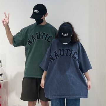 NAUTICA 水洗 重磅 T-Shirt 刺繡LOGO CITY BOY 鐵灰//藍 //酒紅//綠