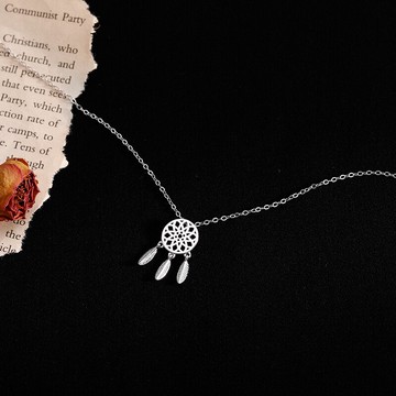 銀奧925純銀夏季捕夢網項鏈女鎖骨鏈ins性冷淡風年新款小眾感