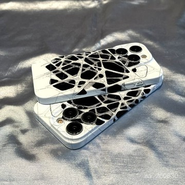 ✨限時下殺✨輕奢黑白拚圖適用蘋果16/15promax手機殻iPhone14/78Plus菲林硬