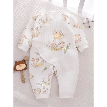 蝴蝶衣新生嬰兒純棉a類秋冬夾棉保暖衣0一3月初生52碼連體衣哈衣