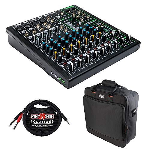 Mackie ProFX10v3 10チャンネル サウンド補強ミキサー 内蔵FX、Gator Cases G-MIXERBAG-1515 ミキサーバッグステレオケーブル 10フィート バンドル