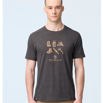 【WILDLAND荒野】男山野器具圓領排汗上衣深灰色