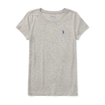 美國百分百【Ralph Lauren】圓領 T恤 RL 短袖 T-shirt Polo 素面 小馬 灰色 女 I397