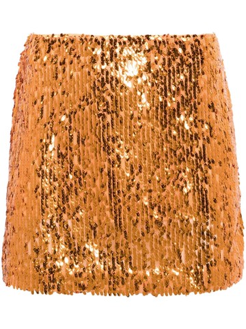ROTATE BIRGER CHRISTENSEN - high-waist sequinned miniskirt - women - RPES Recycled Polyester/Elastane/Polyester - 38 - Orange