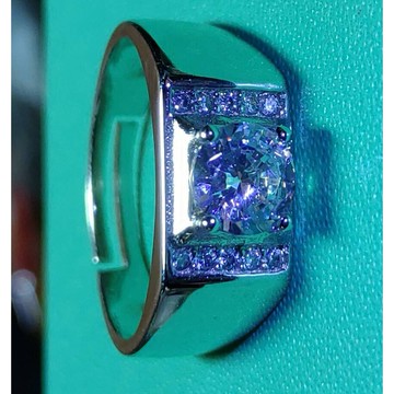 莫桑石擬真鑽男款式一鑽石戒子活口戒(S925銀電鍍白金抗氧化不過敏)