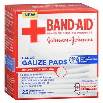 BandAid Gauze Pads Large 25 Each by Aveeno