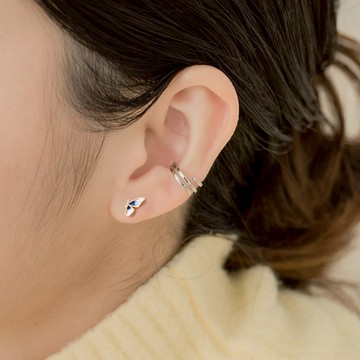 s925純銀韓款小藍蝶轉珠耳環  -附馬卡收納盒