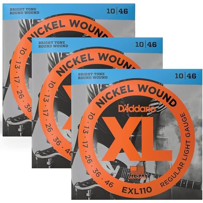 3セット D'Addario EXL110 ニッケル巻きエレキギター弦 ライトゲージ