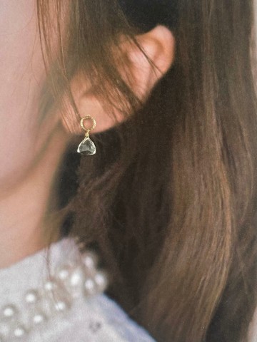 綠紫晶小冰粽 小圓圈 || 精緻輕珠寶 簡約 14KGF注金 耳環