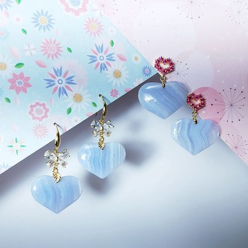 冰藍紋瑪瑙 保護之石 心想事成 喉輪 大寶石 耳環 單品 禮物 獨家