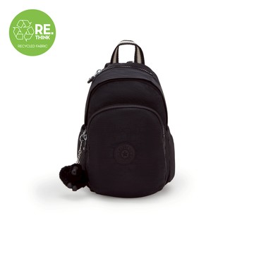 (網路獨家款)黑底拼接織帶拉鍊式小巧收納後背包-DELIA MINI