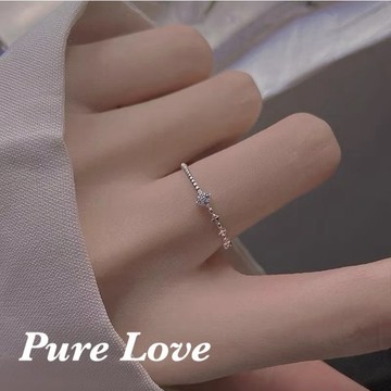Pure Love樂芙 /正韓 銀飾【S925純銀】R0823簡約通體純銀四葉草花朵開口可調式戒指 / 銀
