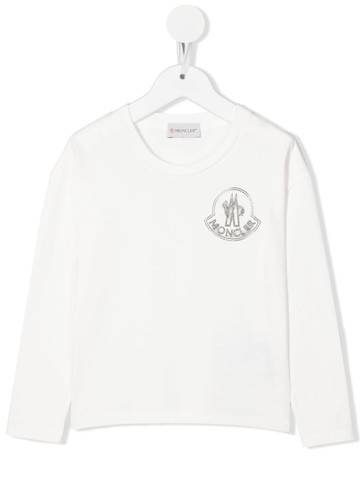 Moncler Enfant - logo-print long-sleeve cotton T-shirt - kids - Cotton - 4 - White