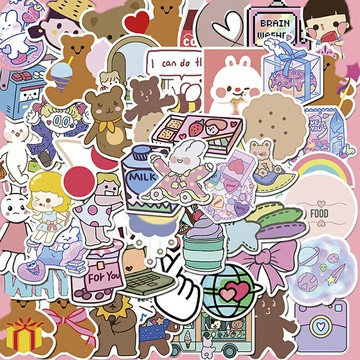 韓國可愛少女涂鴉咕卡手賬貼紙ins風手機殼裝飾電腦水杯防水素材