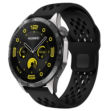 Hamate 適用Galaxy Watch 多孔洞設計柔軟矽膠錶帶 22mm  1個  黑色  Galaxy Watch 3 (45mm)  46mm  Gear S3 Frontier/Classic