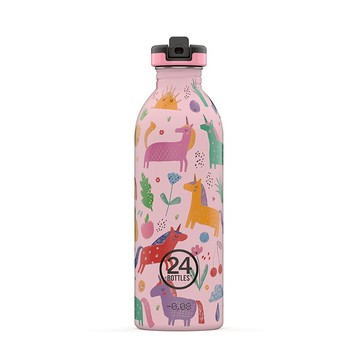 義大利 24Bottles 輕量吸嘴冷水瓶 500ml (搖滾獨角獸) 不鏽鋼水瓶 兒童水壺