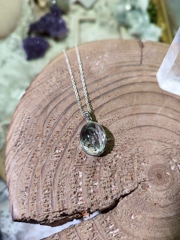 明顯流動黑沙 天然閃靈鑽925銀吊飾 Herkimer Diamond