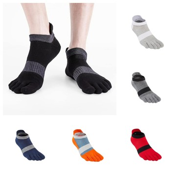 左右襪業 五指襪男士夏季短筒薄款新疆棉分趾襪日系網眼透氣護跟吸汗透氣抗菌防臭無骨五趾襪工廠批發現貨精品