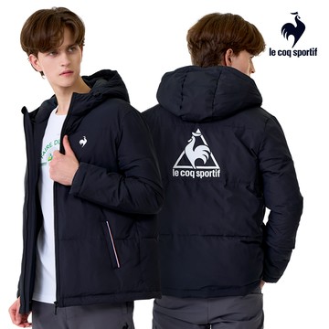 【LE COQ SPORTIF 法國公雞】男款黑色防潑水羽絨棉外套LWW61091