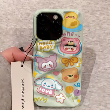 可愛動物頭像 適用蘋果17Promax手機殼 iPhone16 15 14 13 12 11 軟殼 隕石殼 波浪保護殼