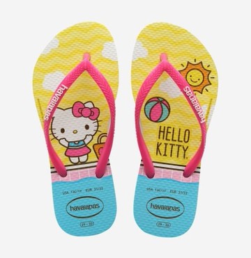 havaianas 哈瓦士 巴西人字拖 女款 Hello kitty 黃 涼鞋 拖鞋 夾腳拖 海灘鞋【南風百貨】