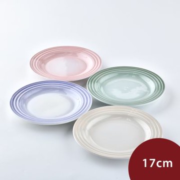 Le Creuset 淡雅恬靜系列 圓形淺盤組 17cm 4入 貝殼粉/淡粉紫/湖水綠/蛋白霜