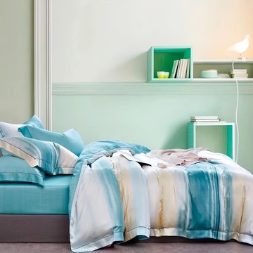 貝淇小舖 40支100%純天絲TENCEL 35公分 四件式全鋪棉床包組 - AB雙版 裸睡新體驗  床包+被套+枕套  特大  遇見風