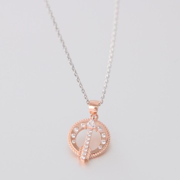 玫瑰金純銀項鍊 鑲鑽吊墜-韓版時尚一箭穿心生日情人節禮物女飾品2色73jb38【獨家進口】【米蘭精品】