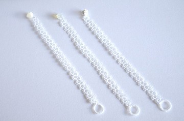 玫瑰扣 Tatting 蕾絲手鍊，白貝殼和其他 2 種