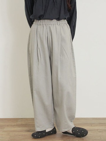 抓褶設計鬆緊腰寬鬆牛仔長褲(0F000453310) - Samansa Mos2